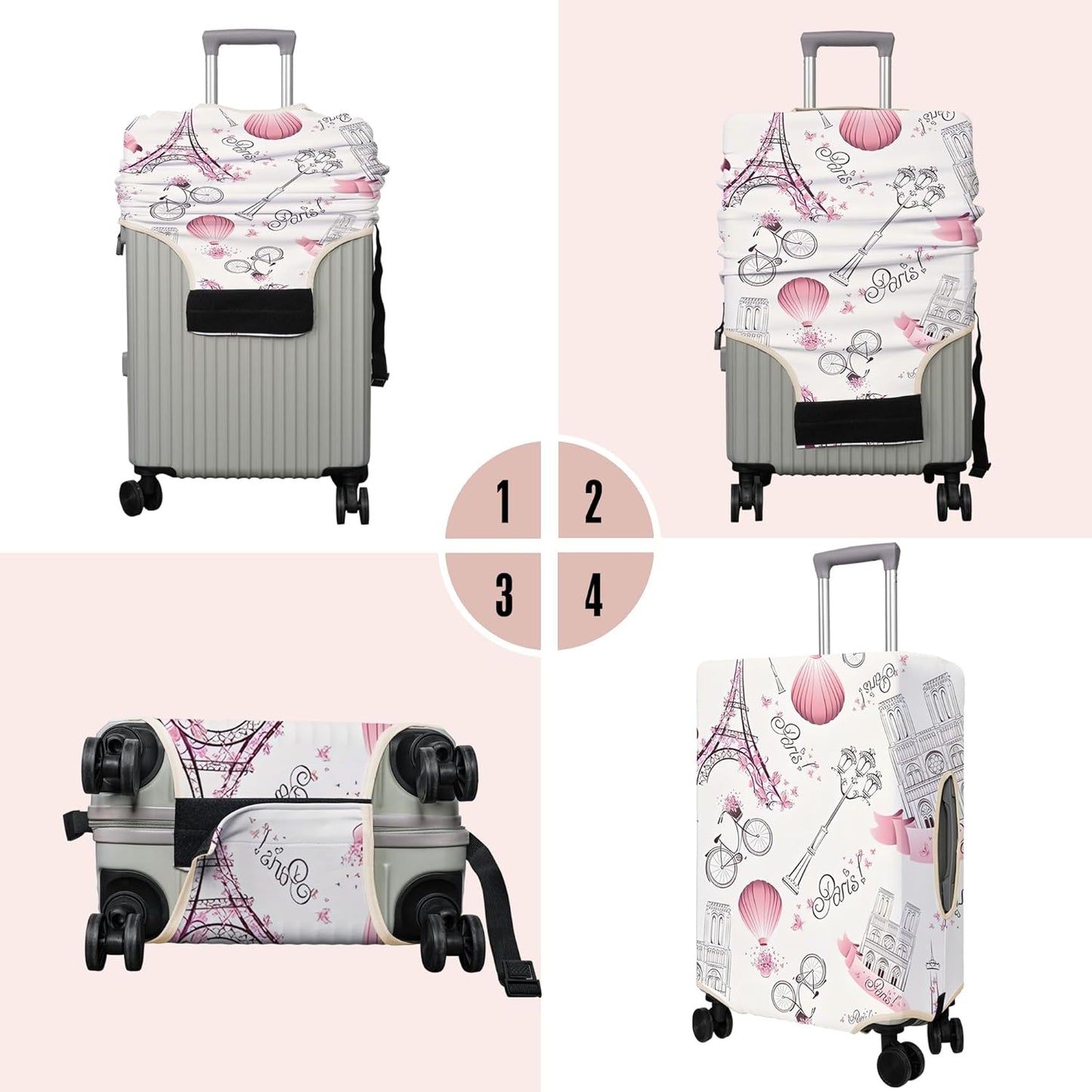 Travel Luggage Cover Suitcase Protector Fits 18-32 Inch Wheel Covers PatternedTravel Related Items Flower Luggage Protector Elastic M