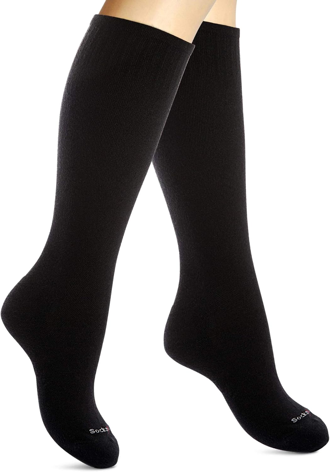 Cotton Compression Socks for Women & Men. 15-20 mmHg Support Knee-High Black S/M