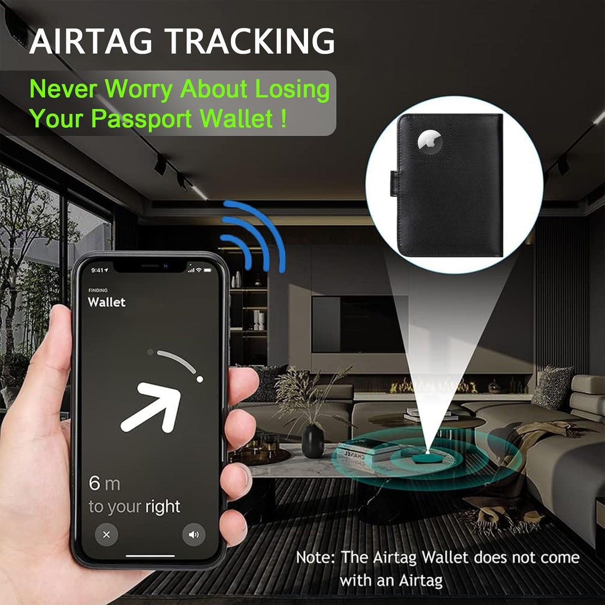 Airtag Passport Holder Cover Wallet RFID Blocking Leather Case Travel Essentials Luggage Accessories Travel Must Have(118#Black)