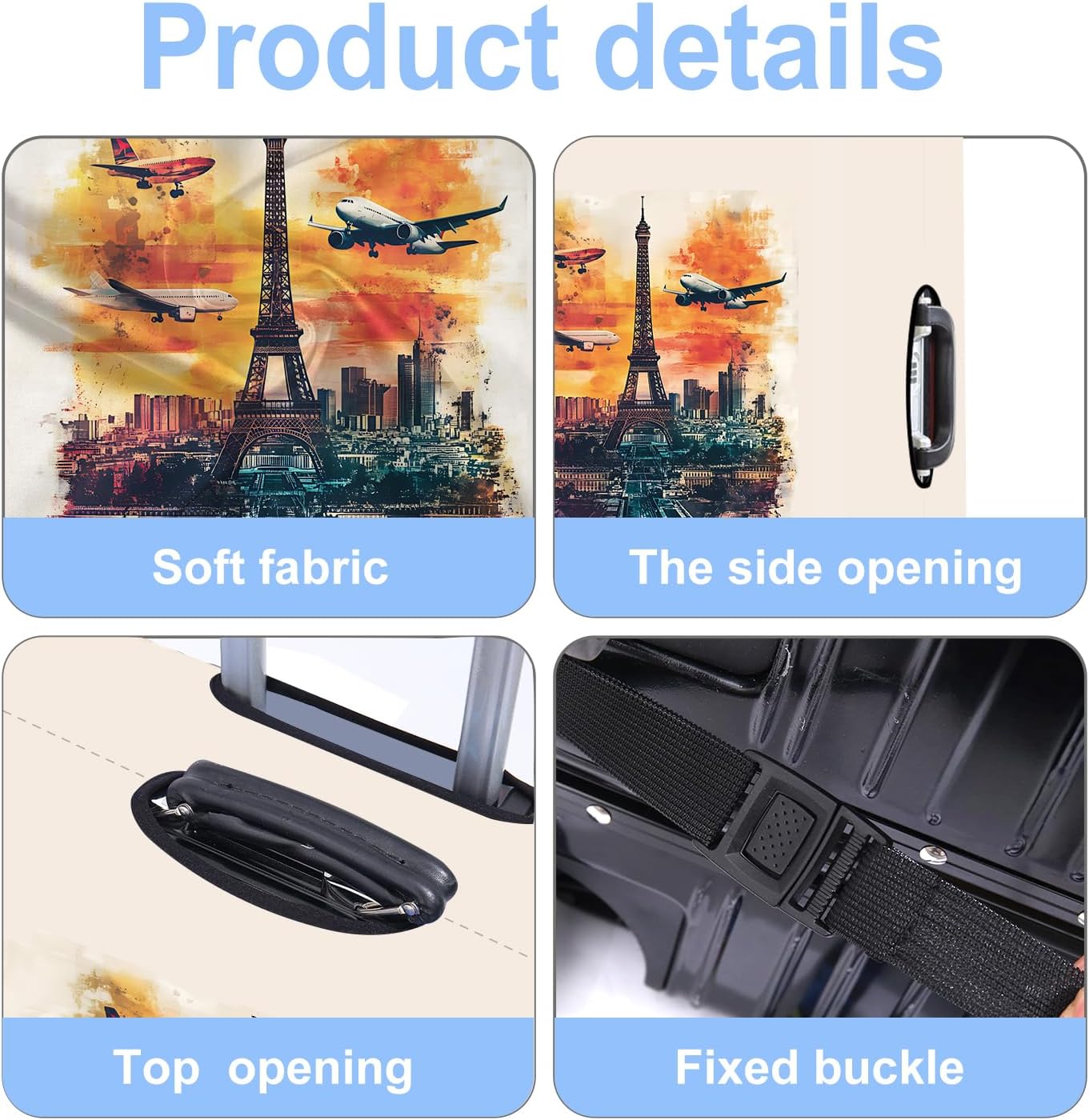 Luggage Cover Washable Suitcase Protector Anti-scratch Suitcase cover Fits 20-34 Inch Luggage (Tower-1, M(24-26inch suitcase))