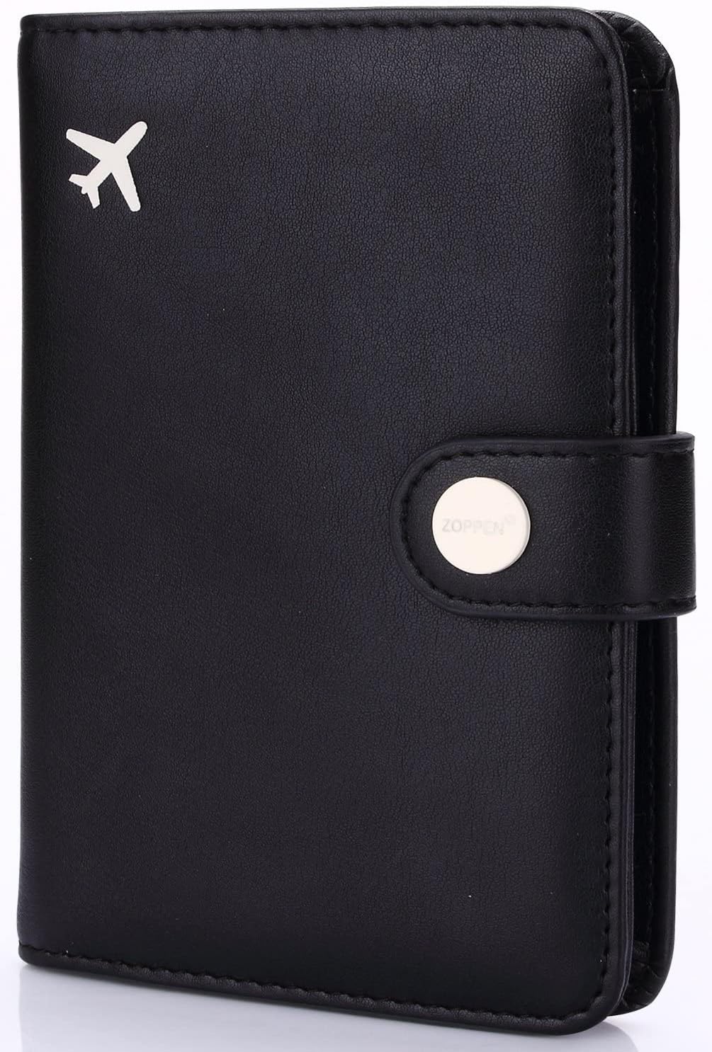 ZOPPEN Passport Holder Women Men, Passport Cover Travel Wallet Rfid Blocking Passport Wallet Cover Case Travel Essentials Document Organizer, Black