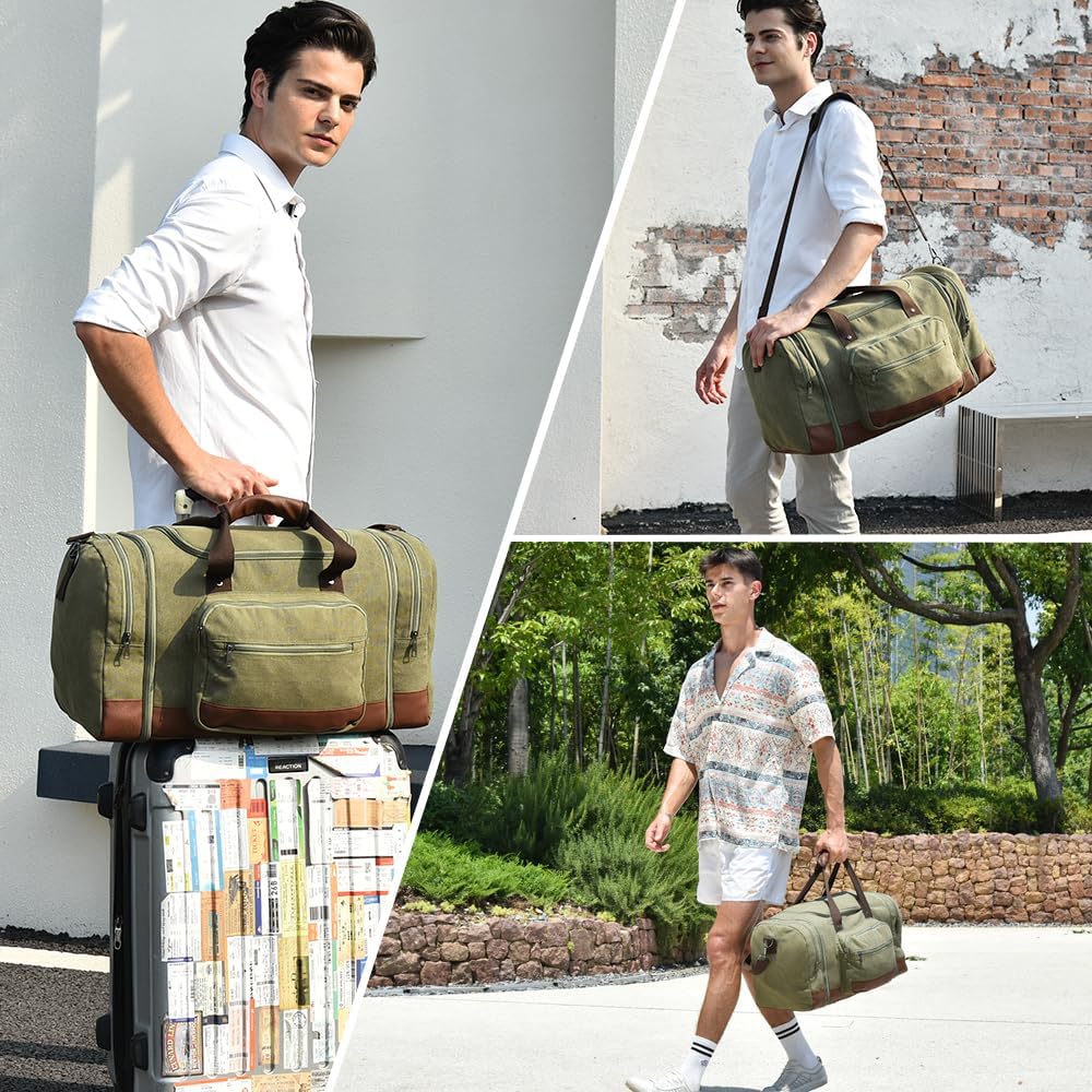 Dimayar Duffle Bag for Men, Expandable to 50L Large-Capacity Weekender, Water-Resistant Mens Duffle Bags for Traveling, Durable Overnight Carry-On, Versatile for Gym and Travel