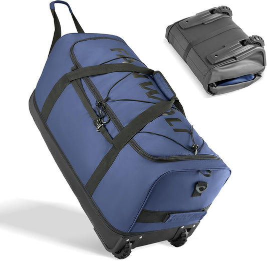 Fanwoli 30'' Rolling Duffel Bag with 2 Wheels - No-Sag Design for Heavy Loads, Expandable 100L-120L Luggage with Soft Handle & Lock, Waterproof Foldable Lightweight with for Travel, Camping,Moving