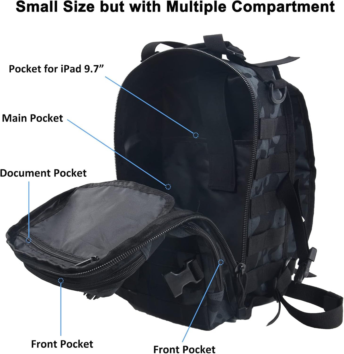 hopopower Tactical Sling Bag Pack Military Rover Shoulder Backpack EDC Assault Range Bag, Water-Resistant