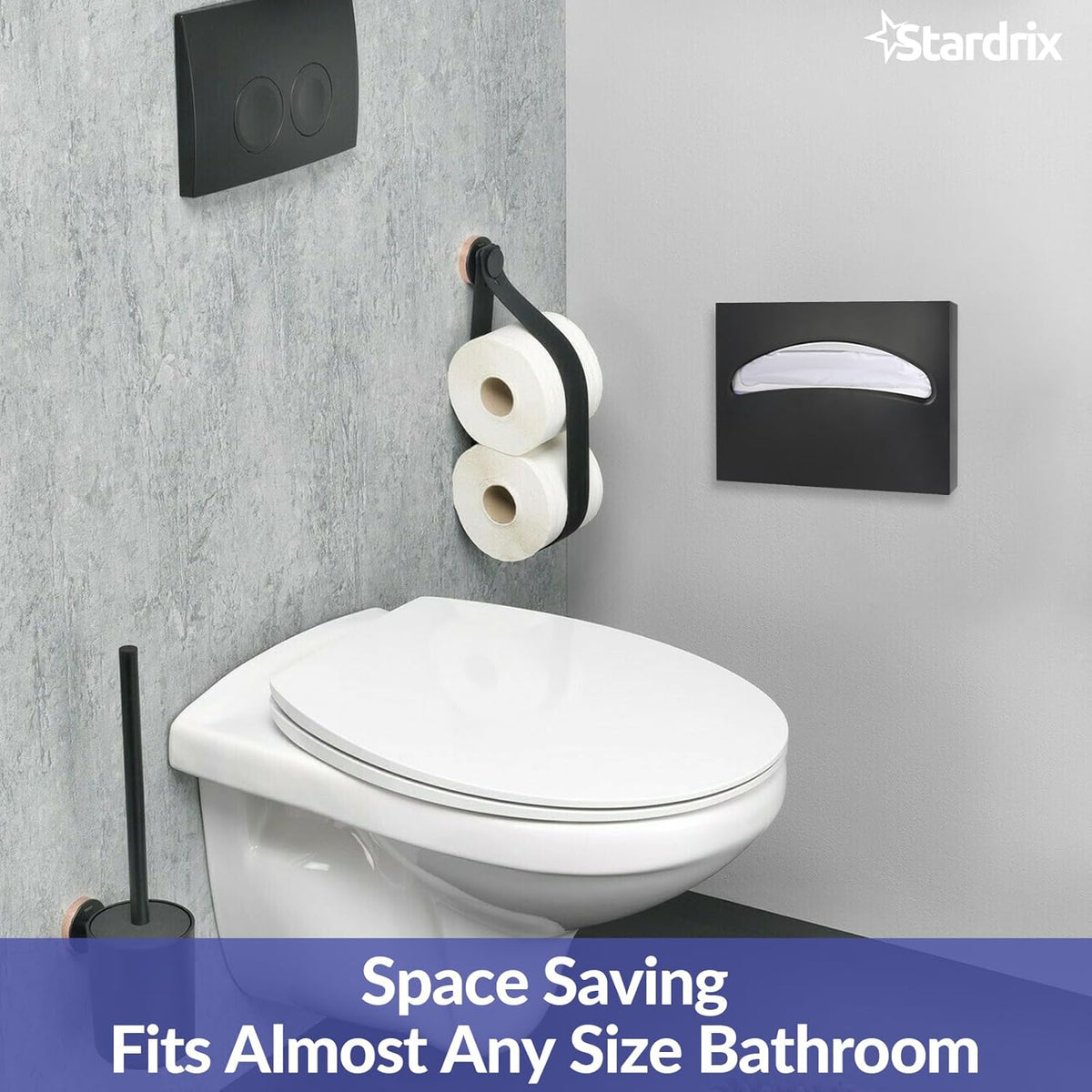 Stainless Steel Toilet Seat Cover Dispenser, Wall Mount Single or 1/2 Fold Large Capacity Toilet Seat Covers Holder for Commercial and Residential, Matt Black
