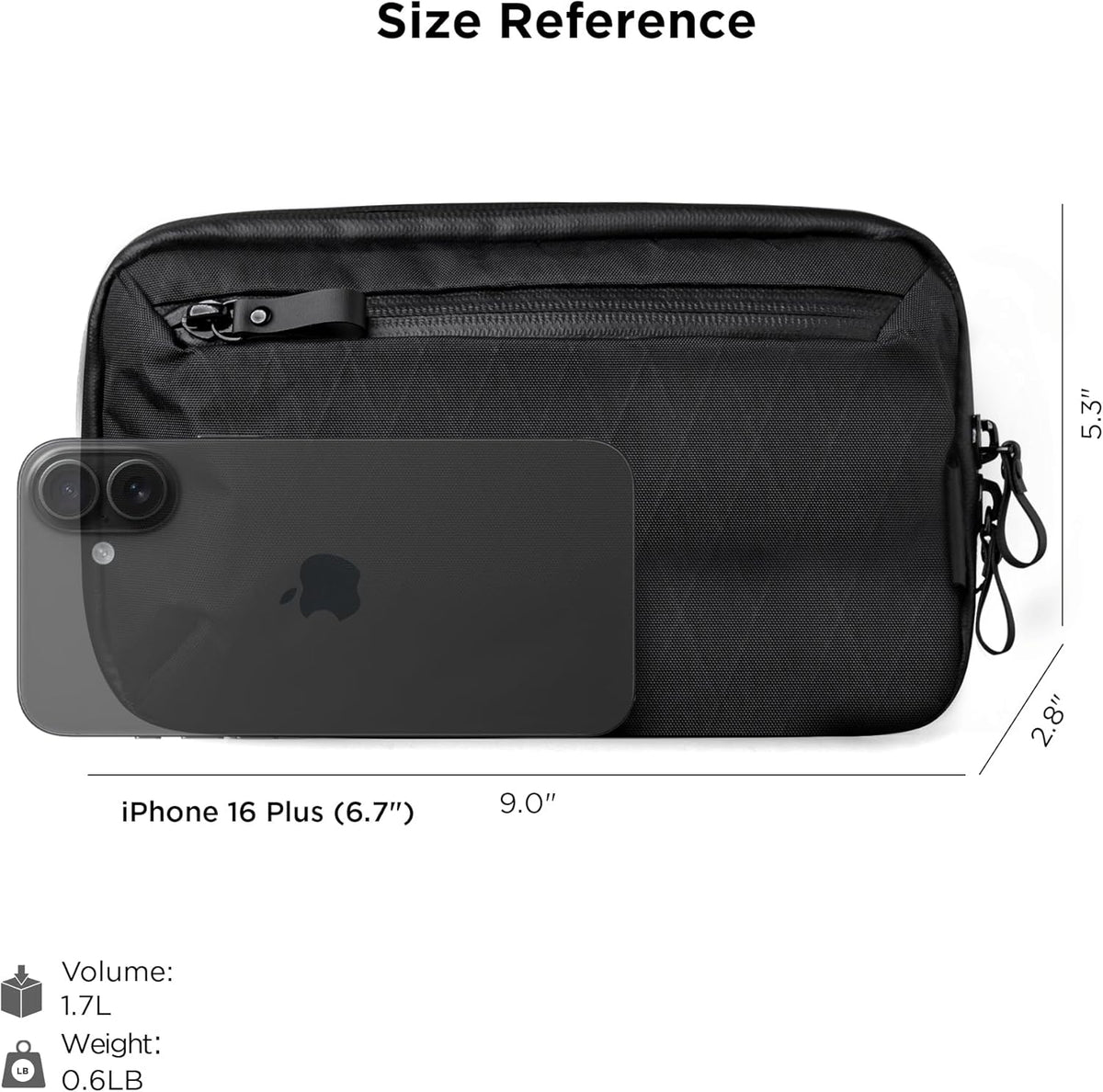 ALPAKA Elements Tech Case Mini X-Pac VX42 Black - Keeps You Clutter-Free - Sling Bag with Adjustable Strap, Weatherproof Fabric Fits Electronic Accessories, EDC Tech Organizer for Travel