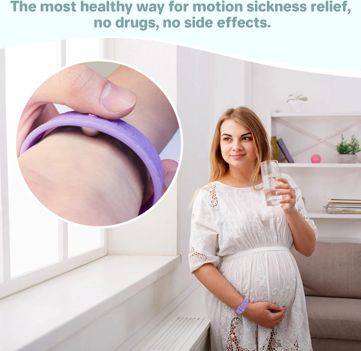 Hion Motion Sickness Bracelets Sea Sickness Wristbands for Motion Sickness/Morning Sickness/Pregnancy Nausea Anti Nausea Bands Acupressure Wristband Motion Sickness Bands（1Pair Starlight）
