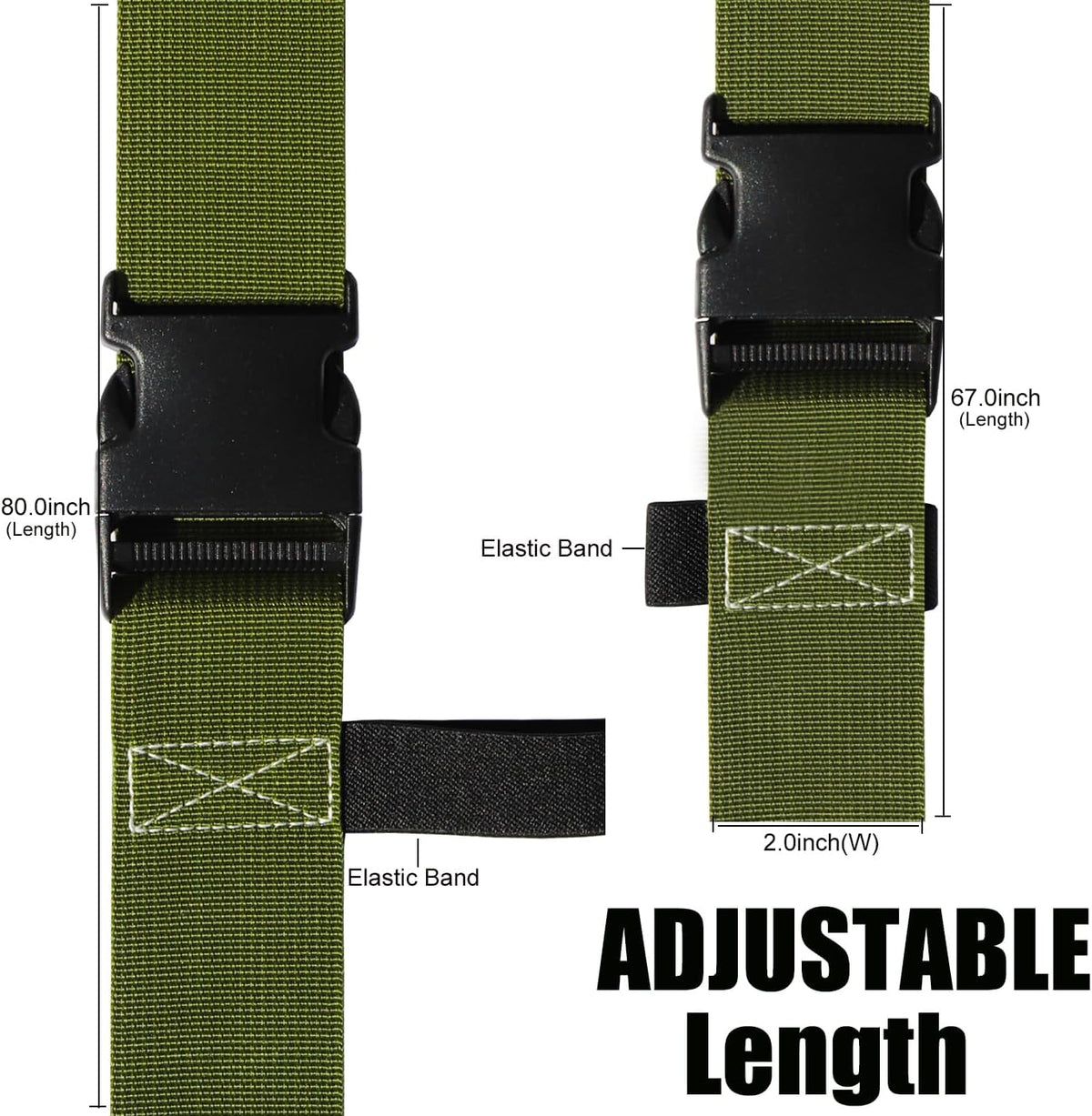 Luggage Straps for Suitcases TSA Approved-2 Pack Bright Personalized Luggage Belt Strap for Suitcase/Carry On Bag Luggage Accessories for Travel (ArmyGreen)