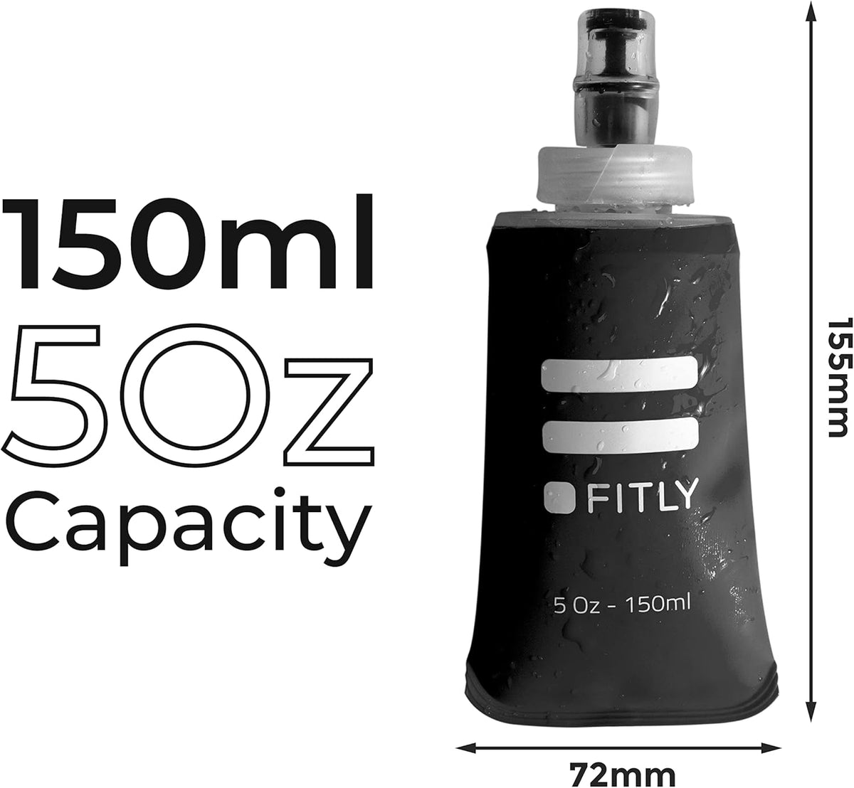 FITLY Soft Flask - Shrink As You Drink Soft Water Bottle for Hydration Pack - Folding Water Bottle Ideal for Running, Hiking, Cycling, Climbing & Rigorous Activity