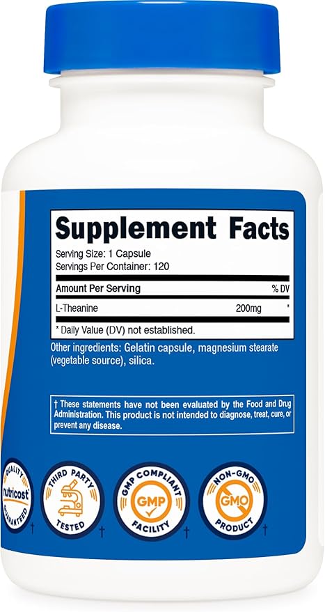 Nutricost L-Theanine 200mg, 120 Capsules, Double Strength - Non-GMO, Gluten Free