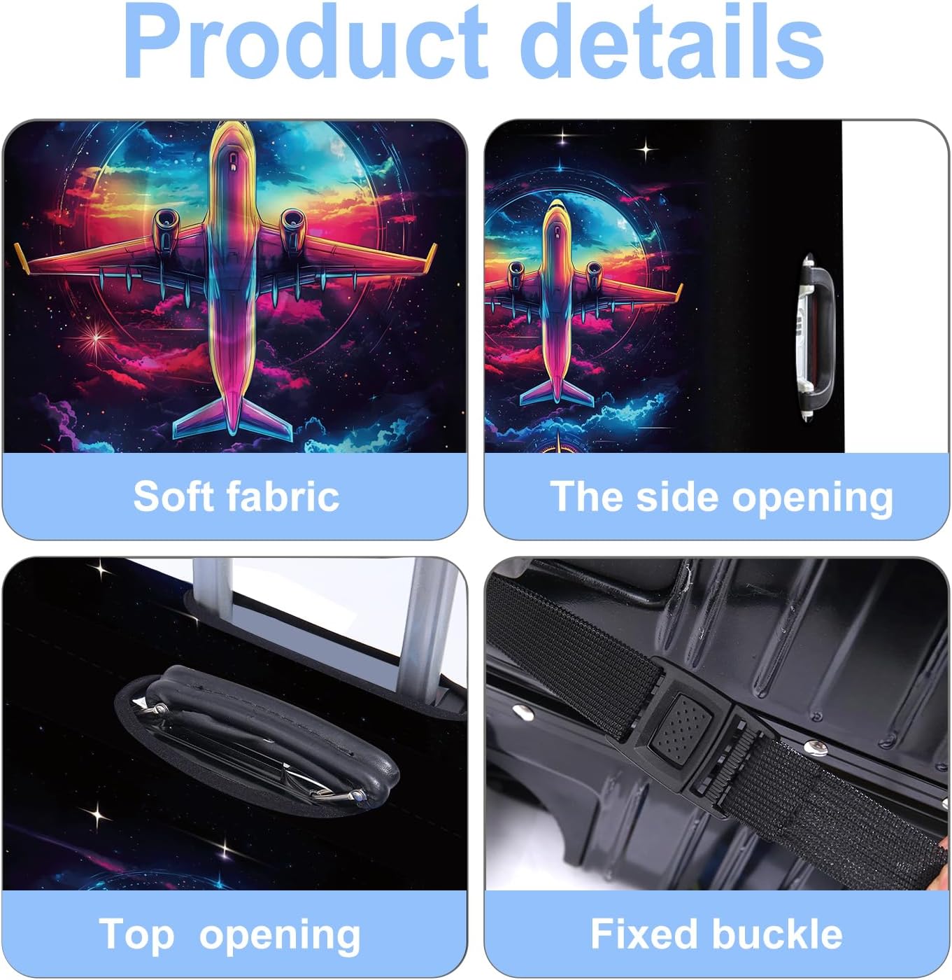 Luggage Cover Washable Suitcase Protector Anti-scratch Suitcase cover Fits 20-34 Inch Luggage (Aircraft, XL(32-34inch suitcase))