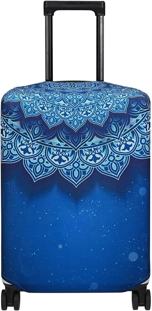 Explore Land Travel Luggage Cover Suitcase Protector Fits 23-26 Inch Case (Blue Violets, M)