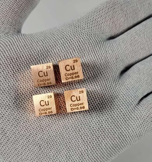 0.39" 10mm Copper Metal Cube Cu up to 99.9% Pure Periodic Table Element Engraved Density Collection Science Education Display Block Cube + Acrylic Case Box - 1PC