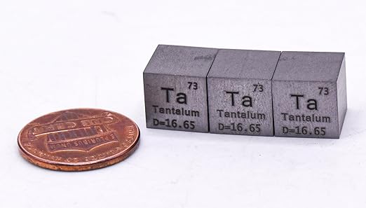 0.39" 10mm Tantalum Metal Cube Ta up to 99.9% Pure Periodic Table Element Engraved Density Collection Science Education Display Block Cube + Acrylic Case Box - 1PC