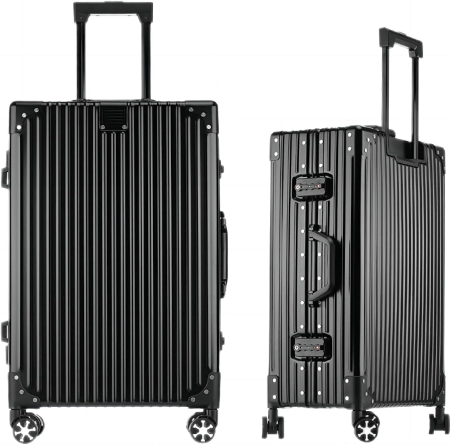 HotWay All Aluminum Carry On Luggage, 20 Inch Hard Shell Suitcase with Spinner Wheels and TSA Lock, Luggage for Business Travel (22x14x9 Airline Approved), Black
