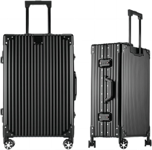 HotWay All Aluminum Carry On Luggage, 20 Inch Hard Shell Suitcase with Spinner Wheels and TSA Lock, Luggage for Business Travel (22x14x9 Airline Approved), Black