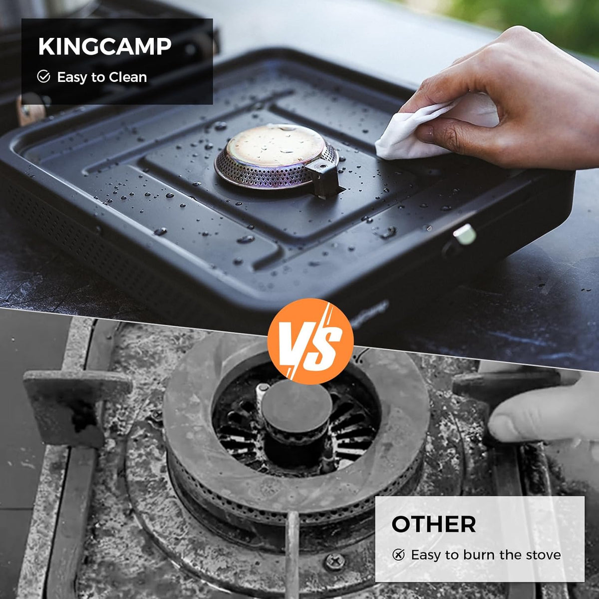 KingCamp 2 Burner Camping Stove，Portable Folding Stove with 20000 BTU，Backpacking Camp Stove for Outdoor Cooking，2 Adjustable Burners & Piezo Ignition for BBQ Hiking Backpacking Camping