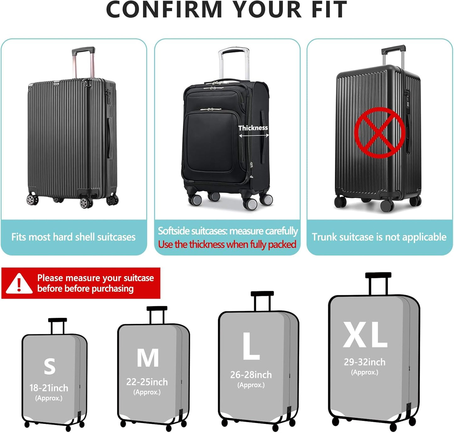 Travelkin Luggage Covers For Suitcase Tsa Approved,Suitcase Cover Protector Fit 18-32 Inch Luggage (World City, M)