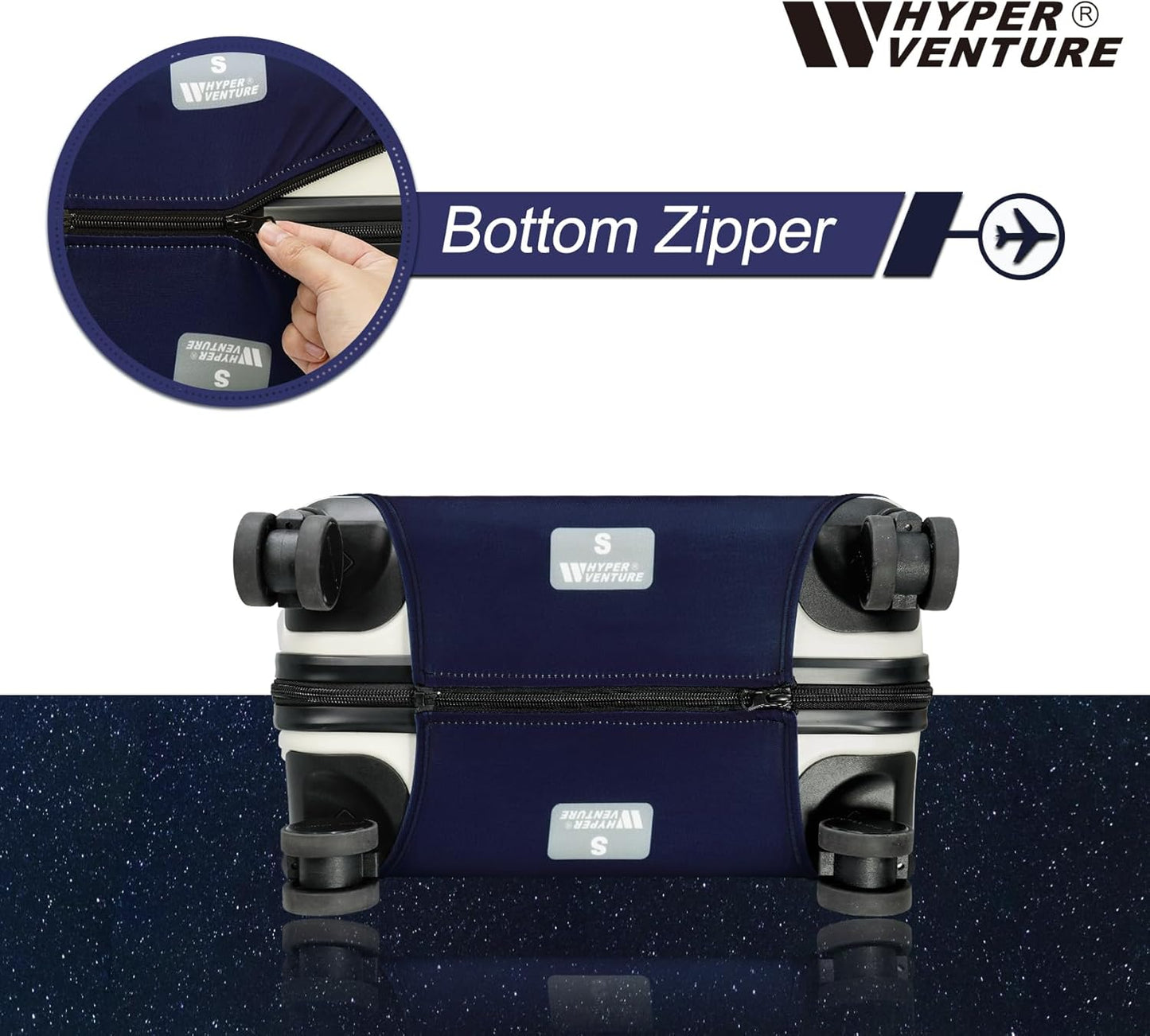 HYPER VENTURE Washable Luggage Cover - Fashion Suitcase Protector Fits 23-26 Inch Luggage (Nightscape, M)