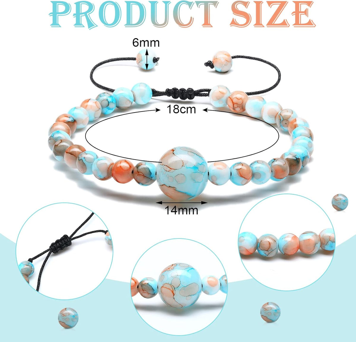 Sureio 6 Pcs Motion Sickness Bands Bracelet Anti Nausea Adjustable Wristband for Cruise Ship Essentials Seasickness Adult