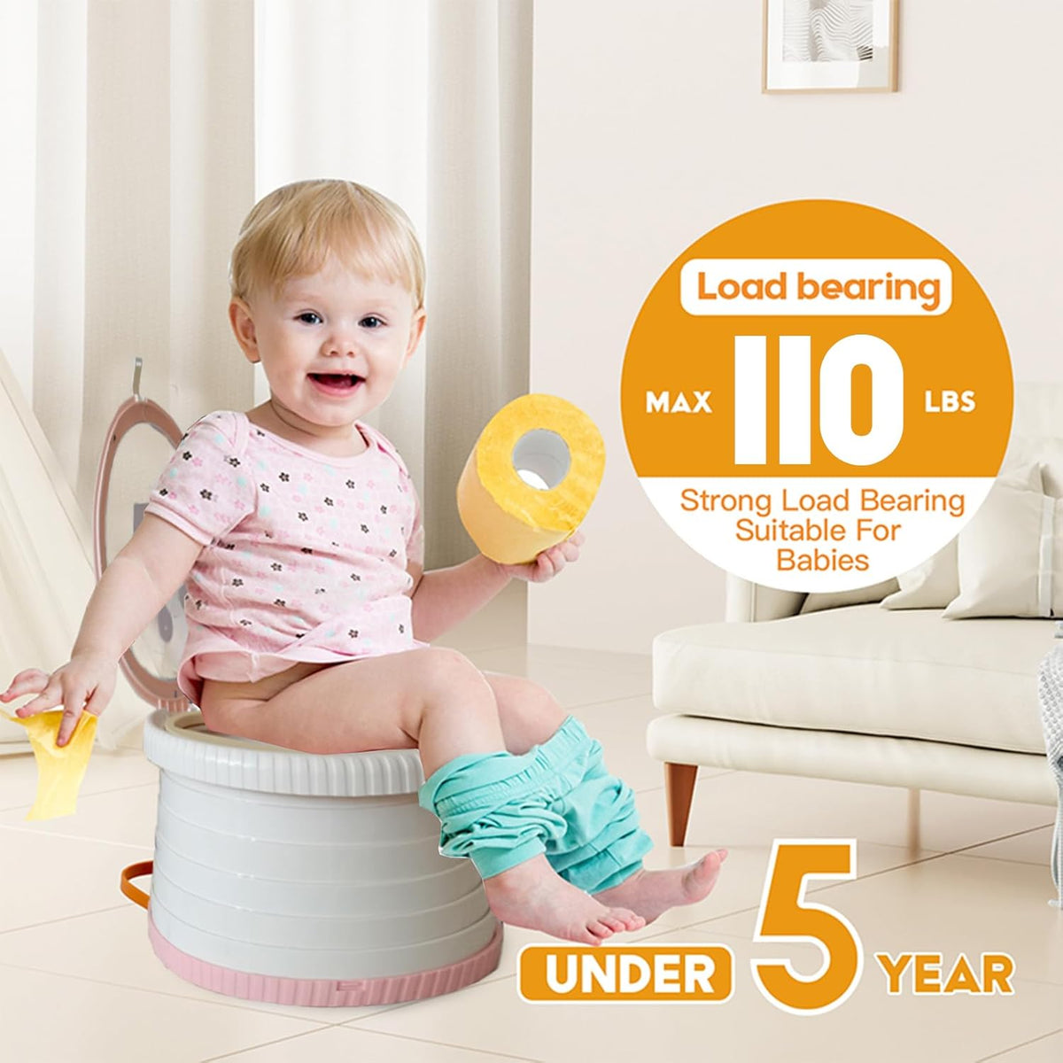 SunnySmile Portable Toilet for Kids,Portable Potty Seat for Toddler Travel,Travel Potty with Travel Bag, Applicable to Camping, Indoor/Outdoor Use, Includes 75 Replacement Bags
