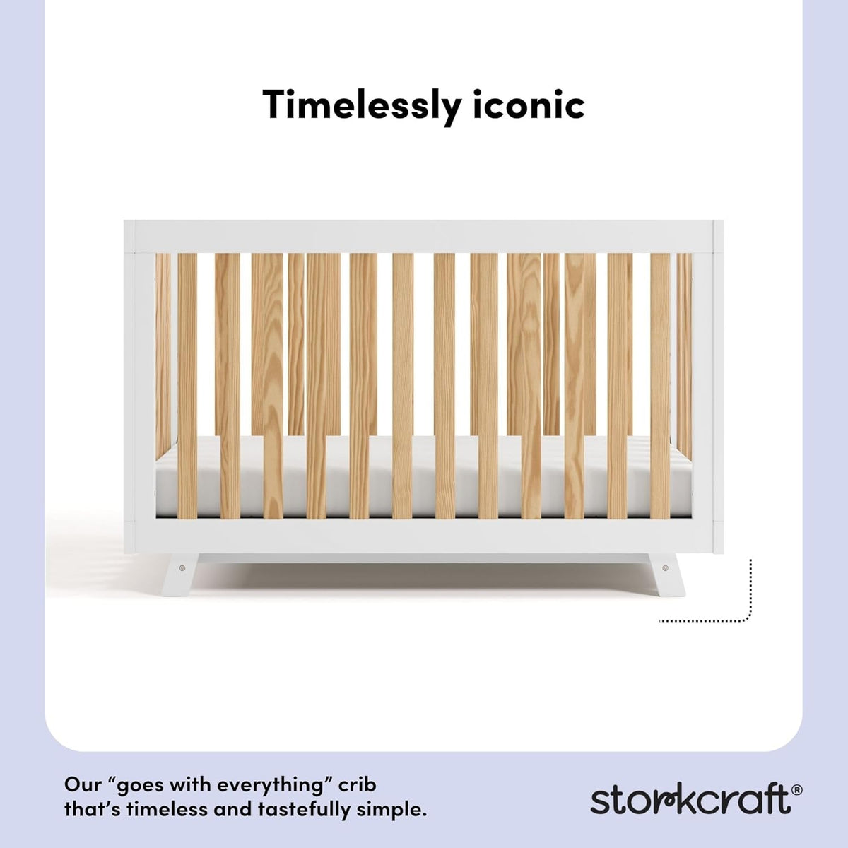 Storkcraft Beckett Grow-with-Me Convertible Crib (Natural & White) – GREENGUARD Gold Certified, Converts to Toddler Bed & Daybed, Fits Standard Crib Mattress, Easy-to-Assemble