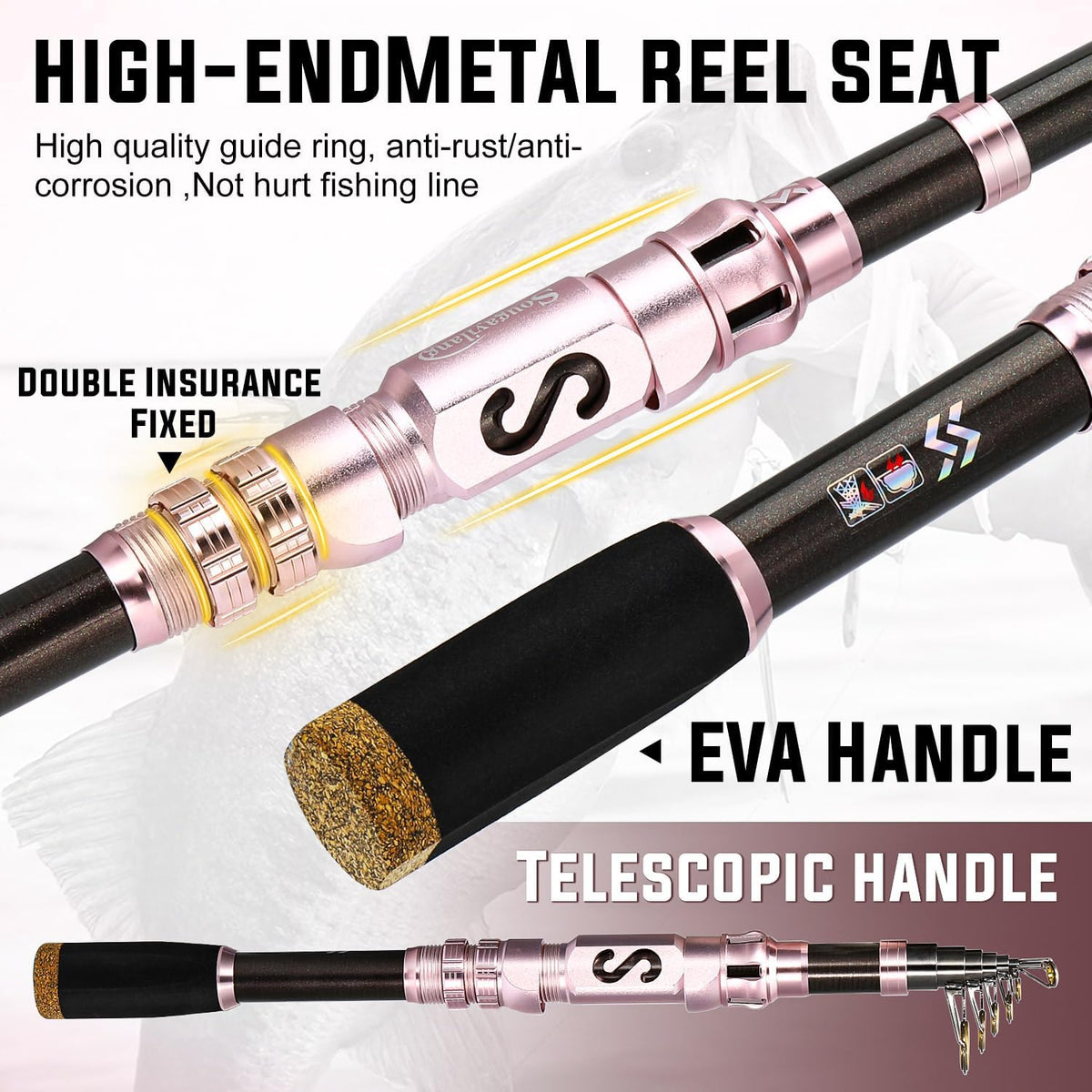 Sougayilang Telescopic Fishing Rod and Reel Combo, Collapsible Travel Fishing Pole and Spinning Fishing Reel, Fishing Gifts for Men/Women Adults