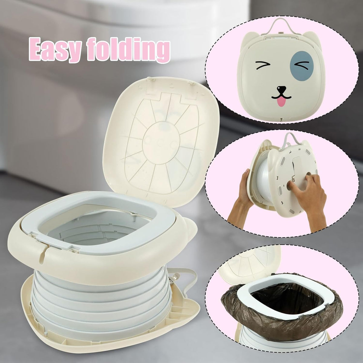 Travel Potty Seat for Toddler Portable Potty for Toddler Travel Portable Toilet Car Potty for Kids Boys Girls Foldable Potty Training Seat Potty Chair w Travel Bag 30 Garbage Bags for Camping Outdoor