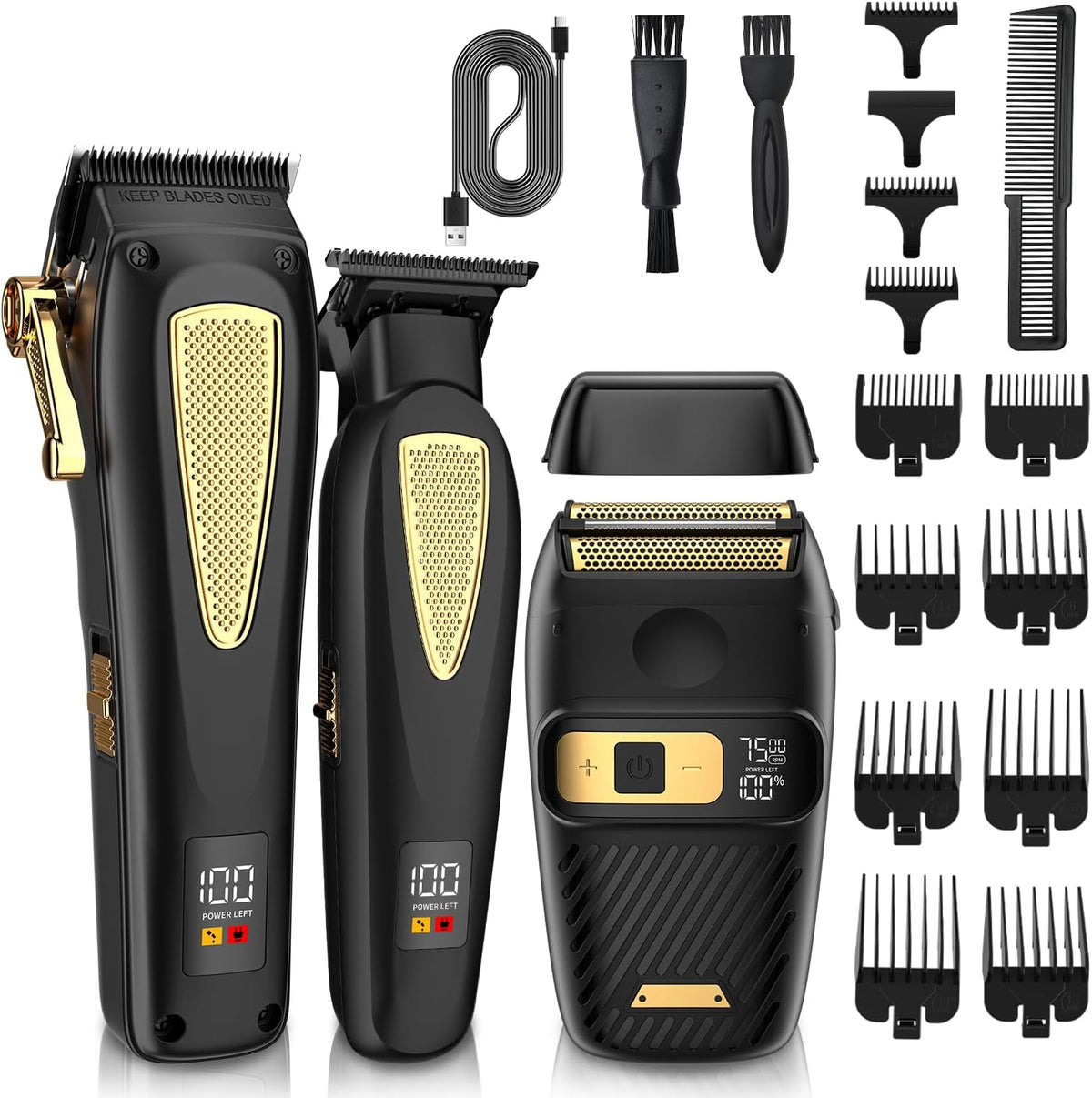 RESUXI Hair Clippers for Men Cordless Hair Trimmer Electric Shavers for Men Set,Professional Barber Clippers for Haircut Grooming Kit+Foil Blade Shaver+Zero Gapped Trimmer,Gift for Him