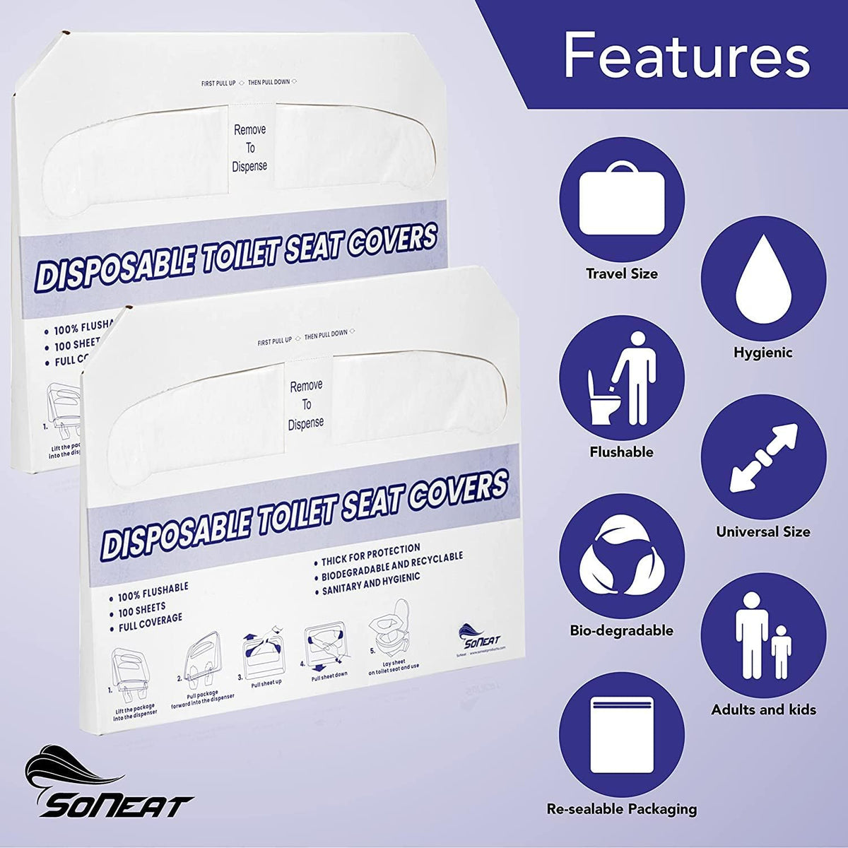 Disposable Toilet Seat Cover - 200 Sheets of XL Half Fold Flushable Toilet Seat Covers for Commercial, Public Facilities and Potty Training, Premium Toilet Paper Cover, Regular (2 Pack)