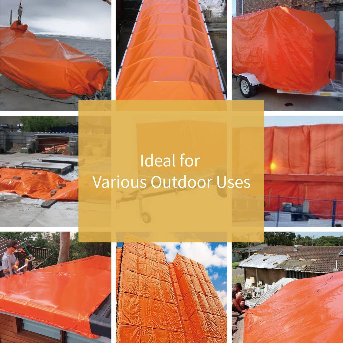 GUARD SHIELD Orange Tarp 8x8 Feet Tarps High Visibility Outdoor Poly Cover Lightweight 6mil