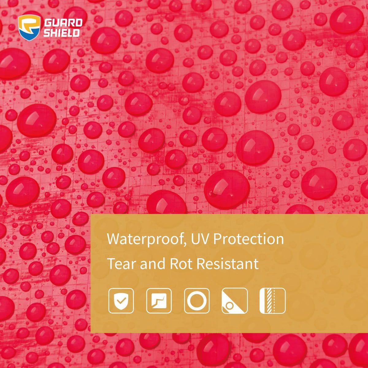 GUARD SHIELD Red Tarp 6x6 Feet Tarps High Visibility Outdoor Poly Cover Lightweight 6mil