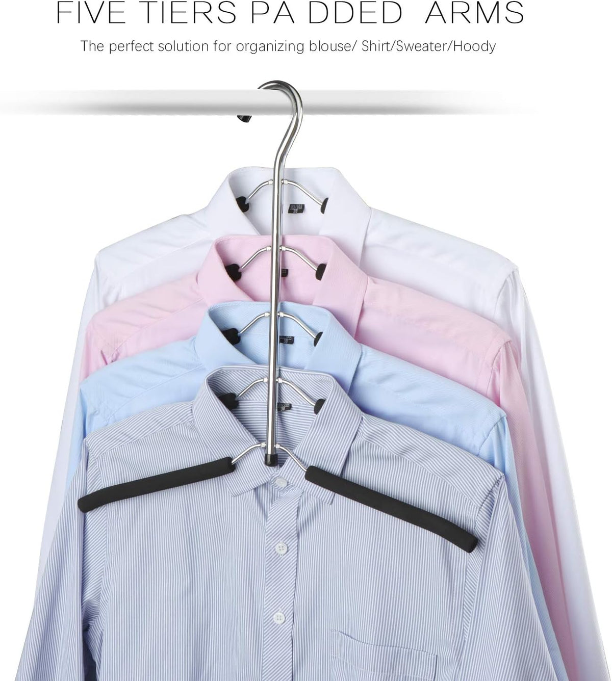 DOIOWN Blouse & Shirt Hangers - Non Slip Space Saving Stainless Steel Closet Organizer (4)