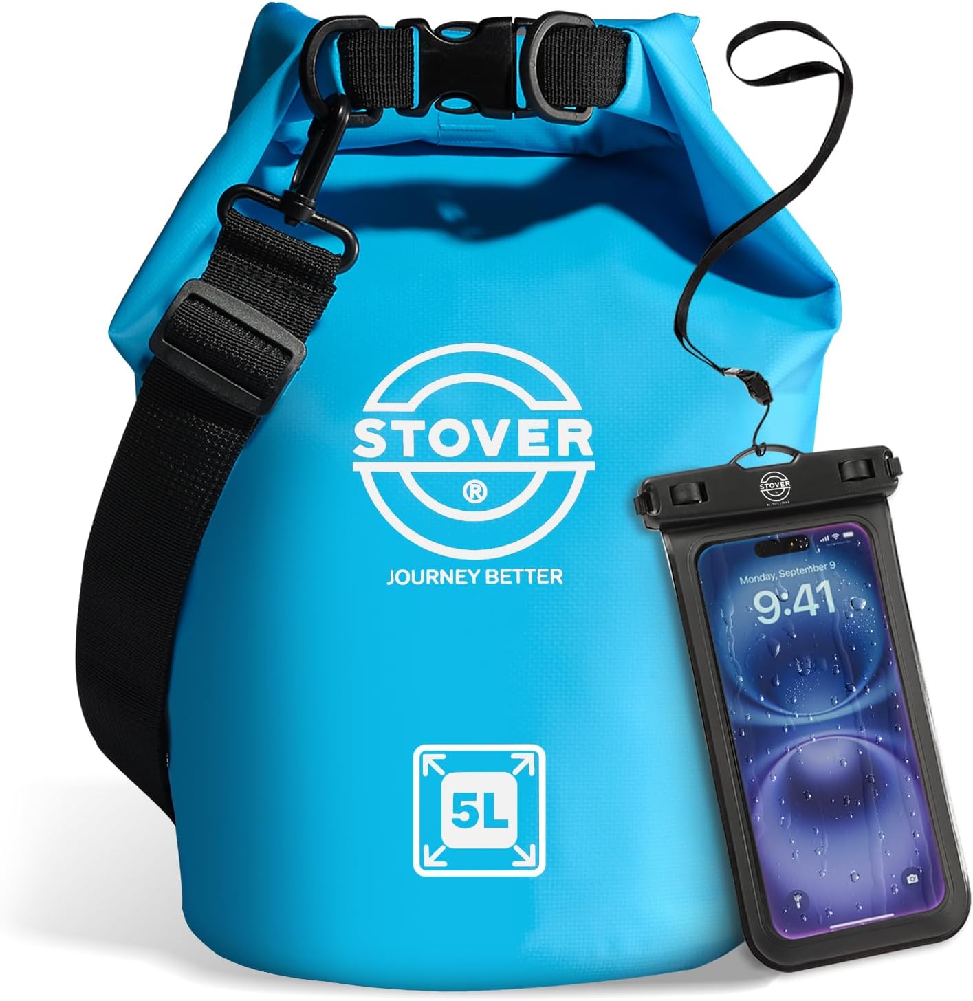 STOVER 5/10/25/30/40/55L Waterproof Backpack- Floating Dry Bag for Kayaking, Travel, Beach, Hiking, & Camping, Men/Women