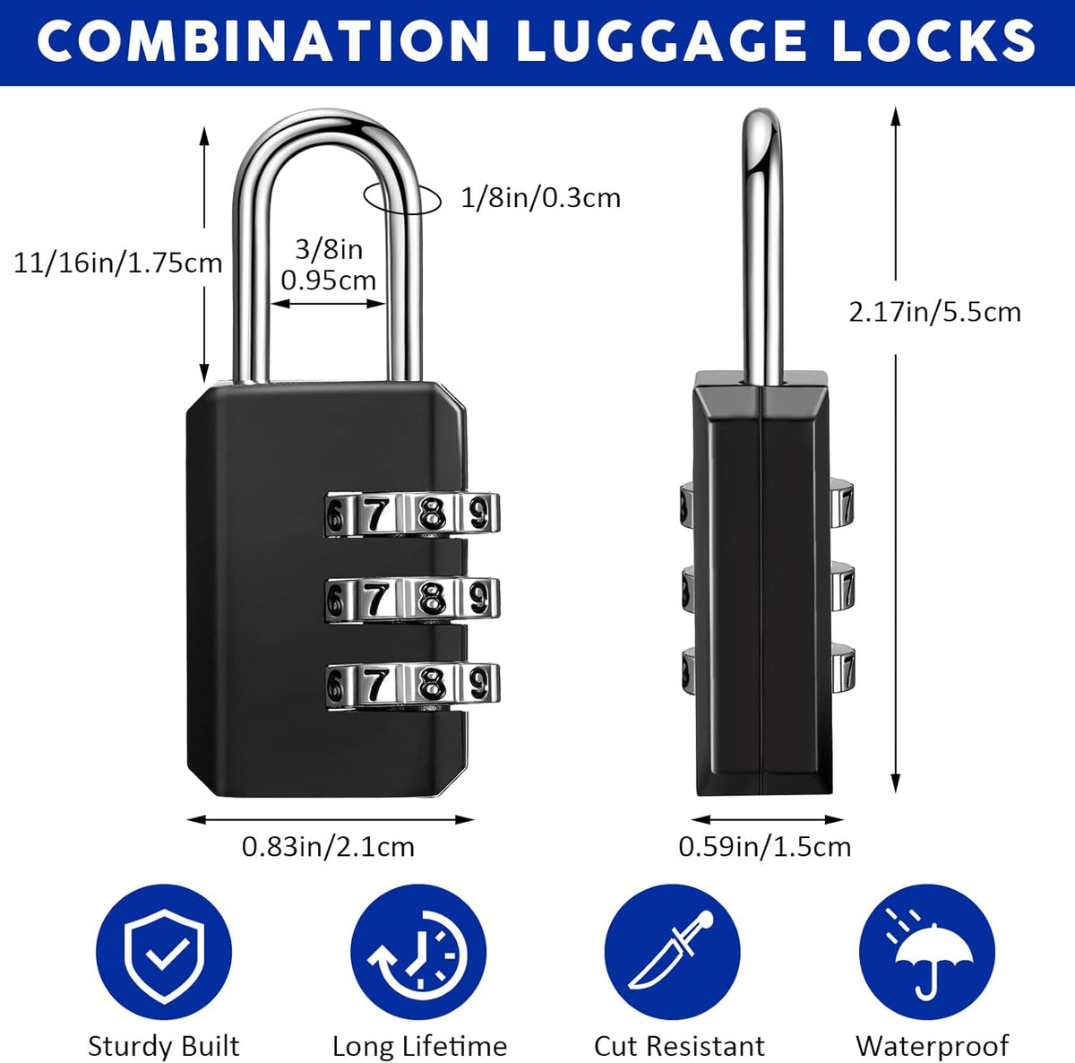 Chumia 16 Pack 3 Digit Combination Lock Small Combo Locks Waterproof Luggage Number Padlock for Backpack Suitcases Traveling Toolbox School Gym Employee Locker