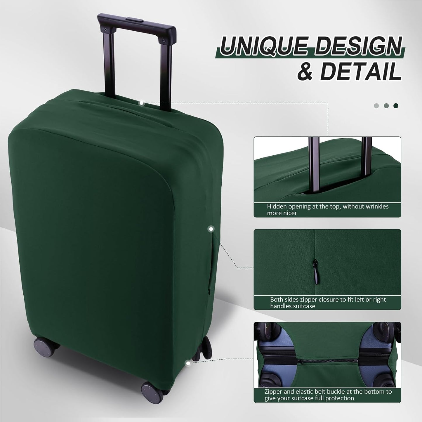 Travel Luggage Cover Suitcase Protector Scratch-Resistant Fit 19-31 Inch Suitcase, Not Included Suitcase (Avocado Green, L(26-27 inch))