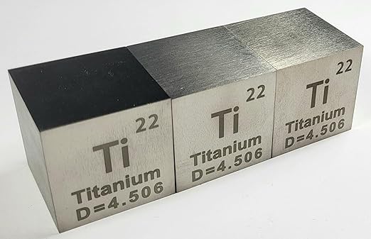 1.5" 38.1mm Titanium Metal Cube Ti up to 99.9% Pure Periodic Table Element Engraved Density Collection Science Education Display Block Cube + Acrylic Case Box - 1PC