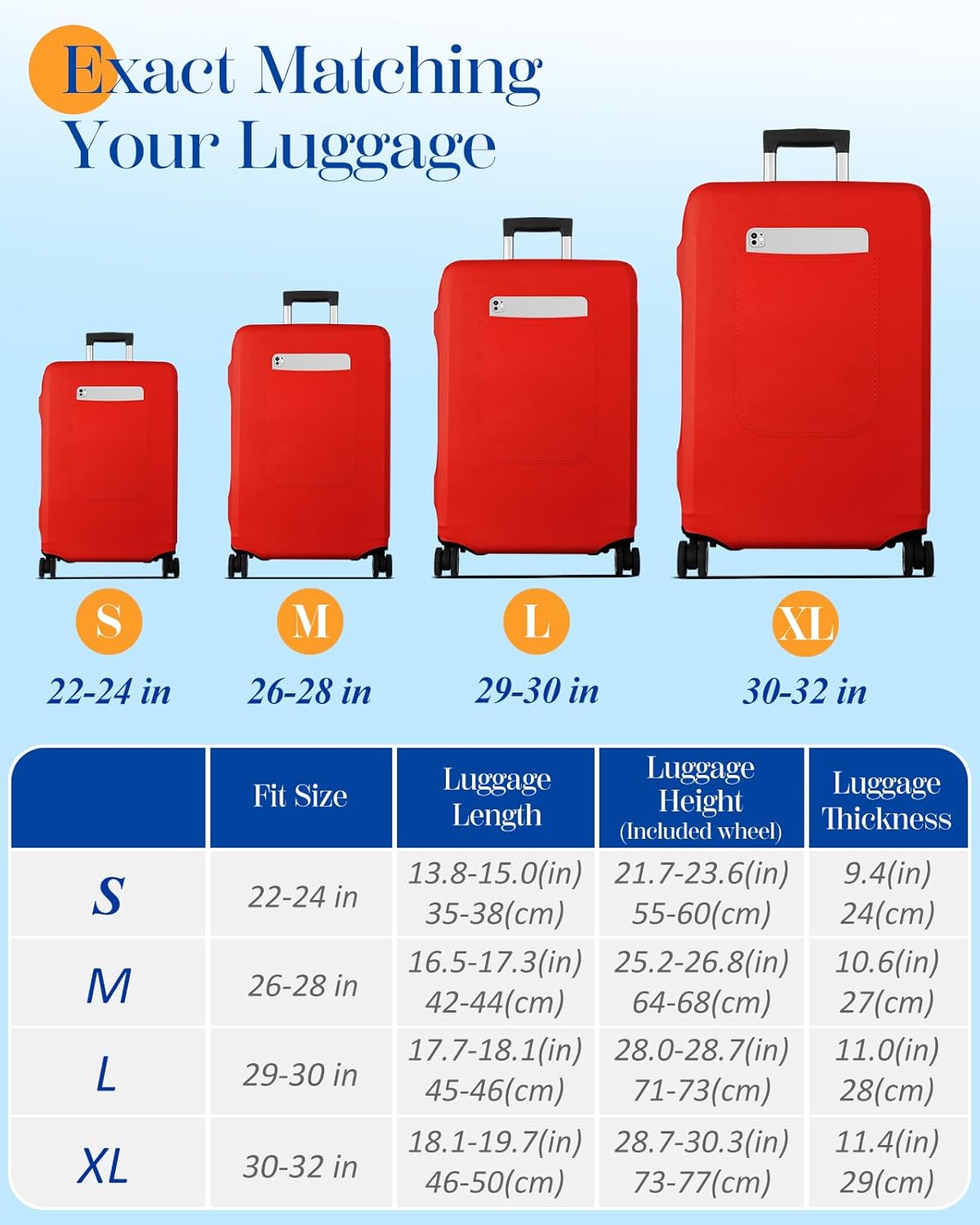 Slohif Luggage Cover for Suitcase Tsa Approved Protector - Luggage Sleeve Suit Case Cover Travel Stretch Large Baggage Case Protective Washable Fit 29-30 Inch Red