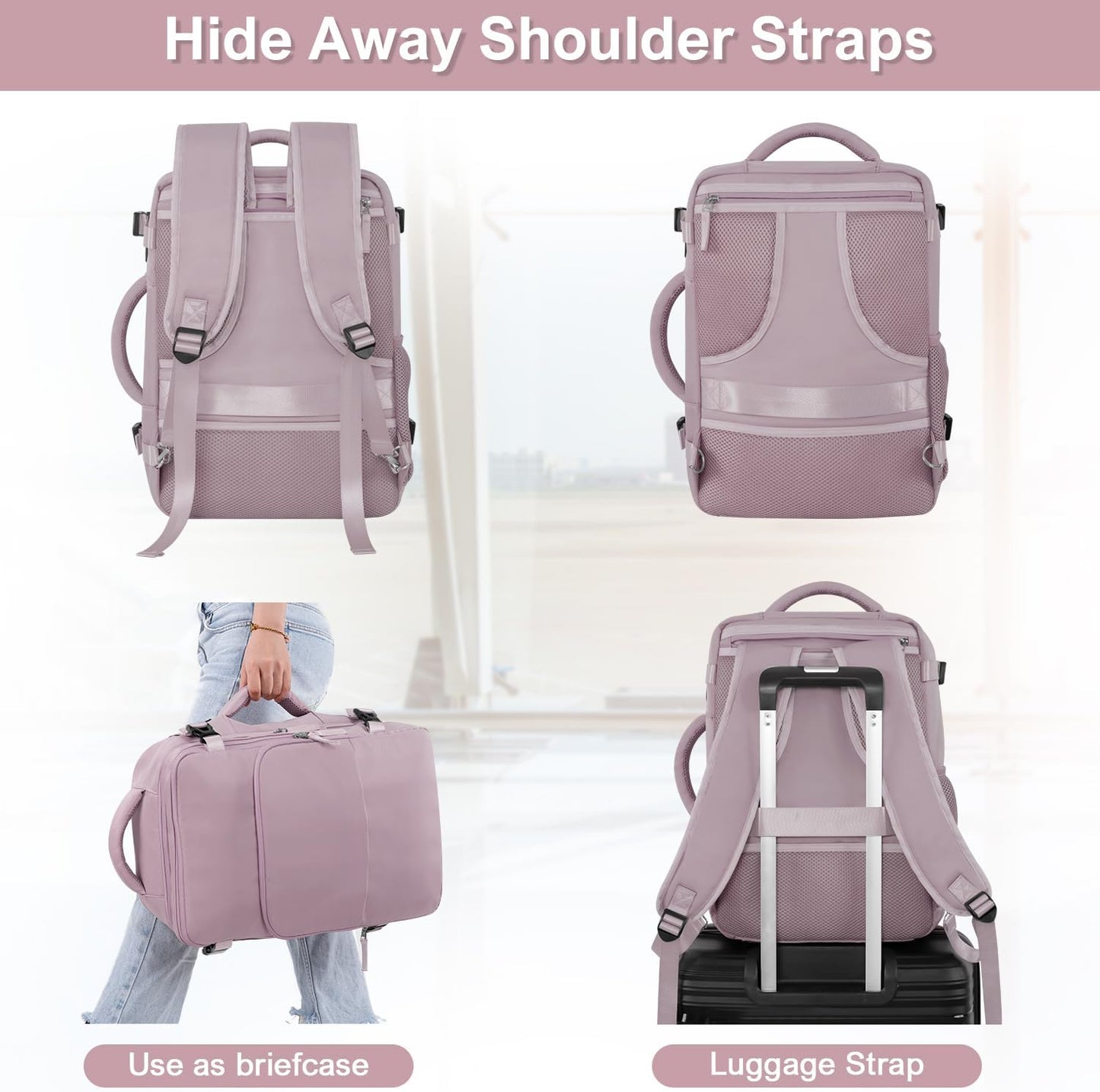 Travel laptop Backpack for Women, Personal Item Size Flight Approved, 16 Inch Laptop Bag with Multi-Pockets, College Computer Bag, Waterproof Carry On Backpack Casual Daypack Backpack