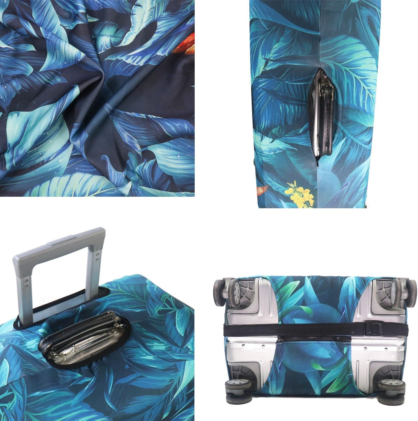 MosaiRudo Thicker Luggage Cover Elastic Suitcase Cover Protector Fits 18-32 Inch Suitcase Travel Accessories (Rainforest, S)