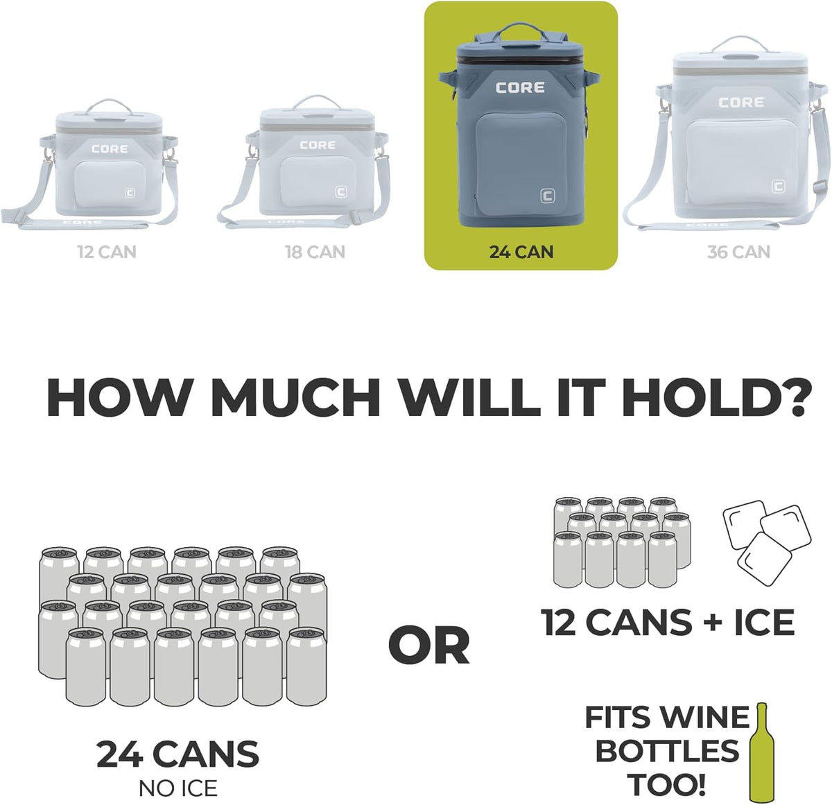 CORE Magnetic Leak Proof Soft Cooler with Waterproof Zipper | Insulated Bag Portable Ice Chest Box | Best Soft Cooler for Food & Beverages for Tailgating, Car Camping, Travel, and Family Beach Picnics