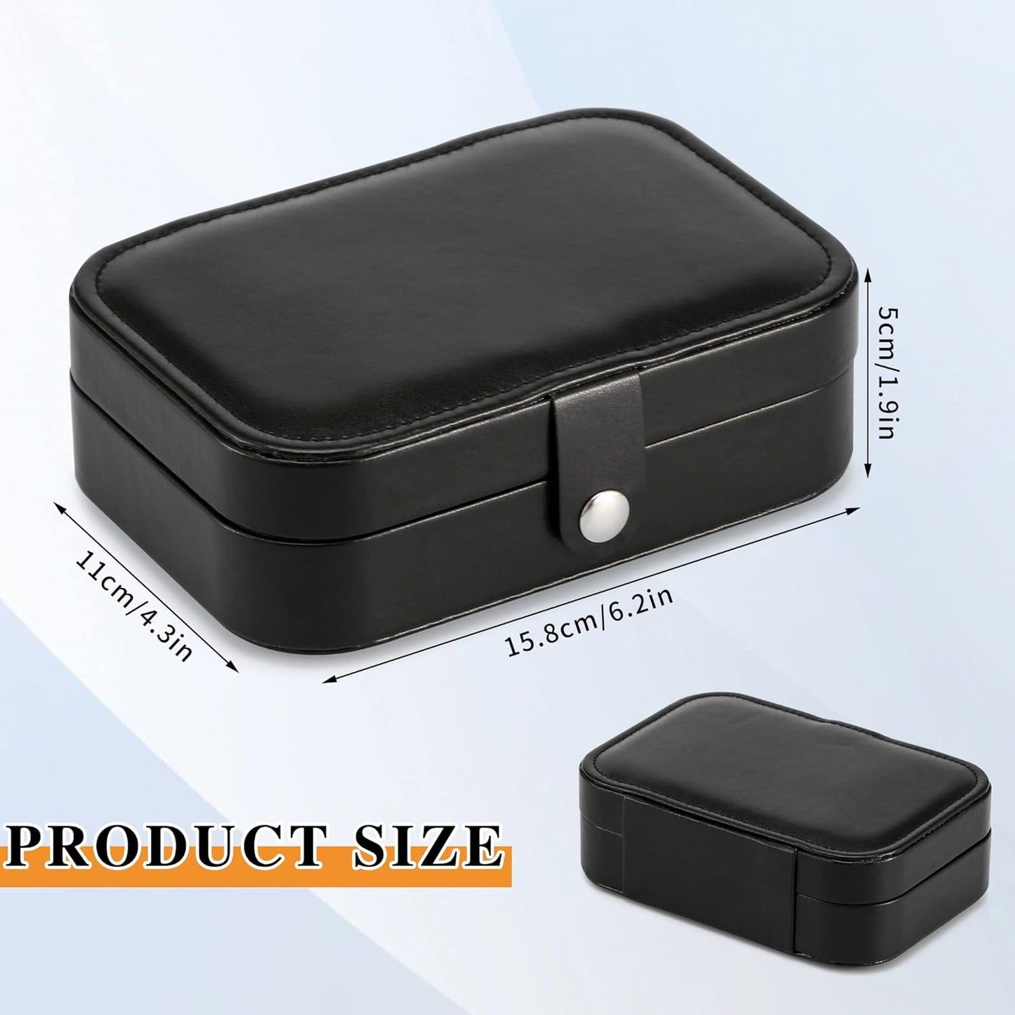 Travel Jewelry Box, PU leather Small Jewelry Organizer For Female Girls, double layer portable mini travel case for storing earrings, rings, necklaces.(Black 2pcs)