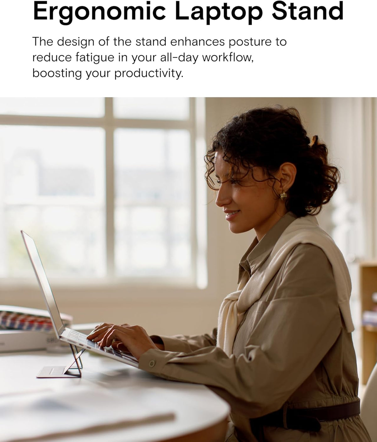 MOFT Laptop Stand for Desk, Adhesive Laptop Stand with 2 Adjustable Viewing Angles, Foldable and Portable Computer Stand Compatible with MacBook Air, MacBook Pro 11"-16", Starry Grey