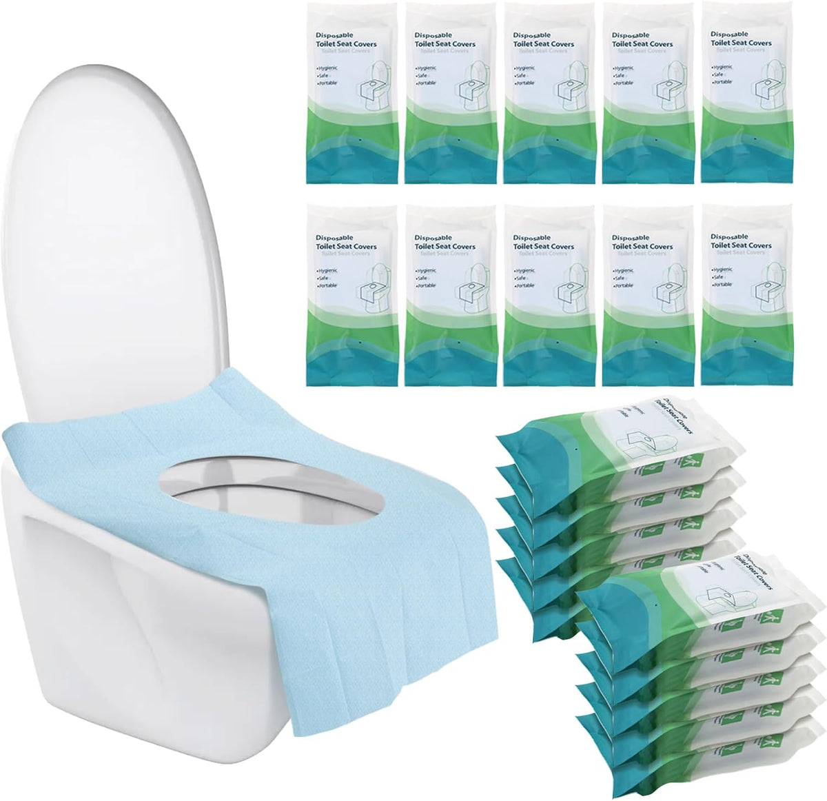 Tebery 100 Pack Toilet Seat Covers Disposable, Individually Wrapped Travel Toilet Cover, Extra Large Potty Seat Liners Portable, Waterproof Potty Training Shield for Public Restroom, Trip, Outdoors