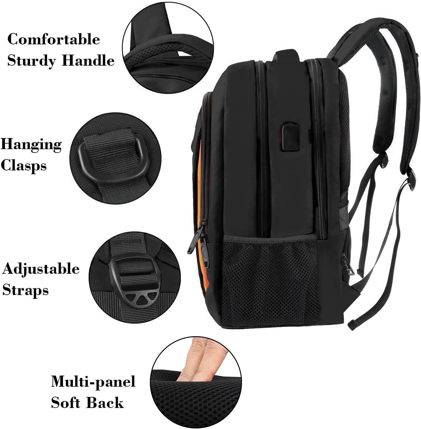 MATEIN Travel Laptop Backpack, Slim Sturdy College Laptops Backpack with USB Charging Port, Business Anti Theft Water Resistant Computer Bag Gift for Men & Women Fits 15.6 Inch Notebook