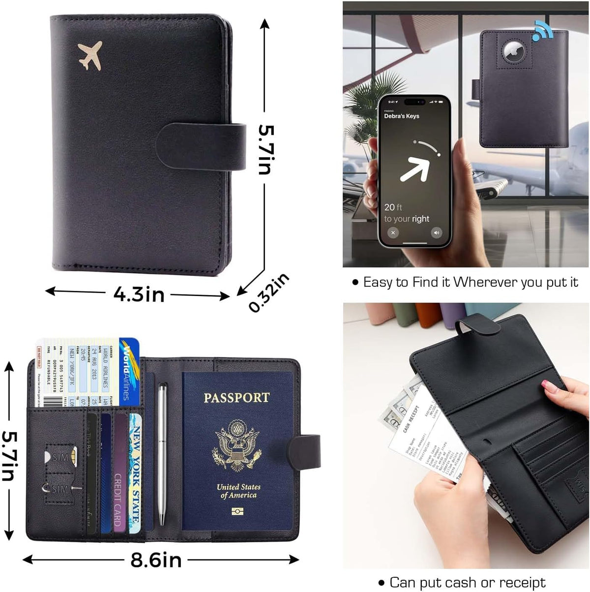 Melsbrinna Premium Leather Passport Holder Covers Case, Waterproof Rfid Blocking Travel Wallet Passport Holder with Pen Holder, Cute Passport Book for Women/Men