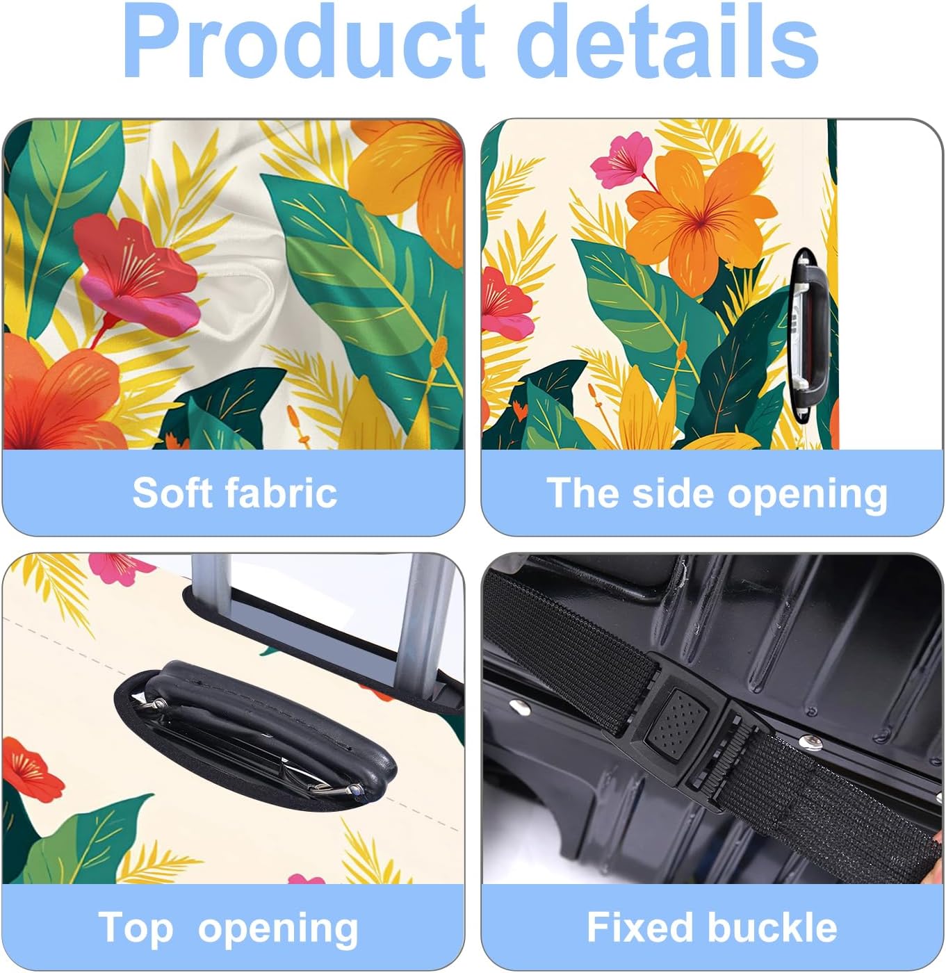 Luggage Cover Washable Suitcase Protector Anti-Scratch,Stretchable Fit for 20-34Inch Luggage Durable Travel Bag Cover with Zipper Closure (Flower, L(fits 28-30Inch suitcase))