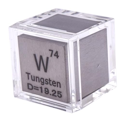 1" 25.4mm Tungsten Wolfram Metal Cube W up to 99.9% Pure Periodic Table Element Engraved Density Collection Science Education Display Block Cube + Acrylic Case Box - 1PC