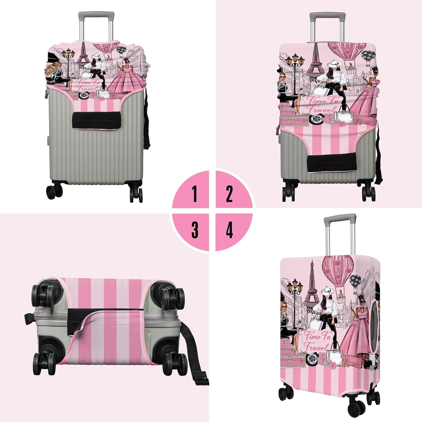 Travel Luggage Cover Suitcase Protector Fits 18-32 Inch Wheel Covers PatternedTravel Related Items Flower Luggage Protector Elastic S