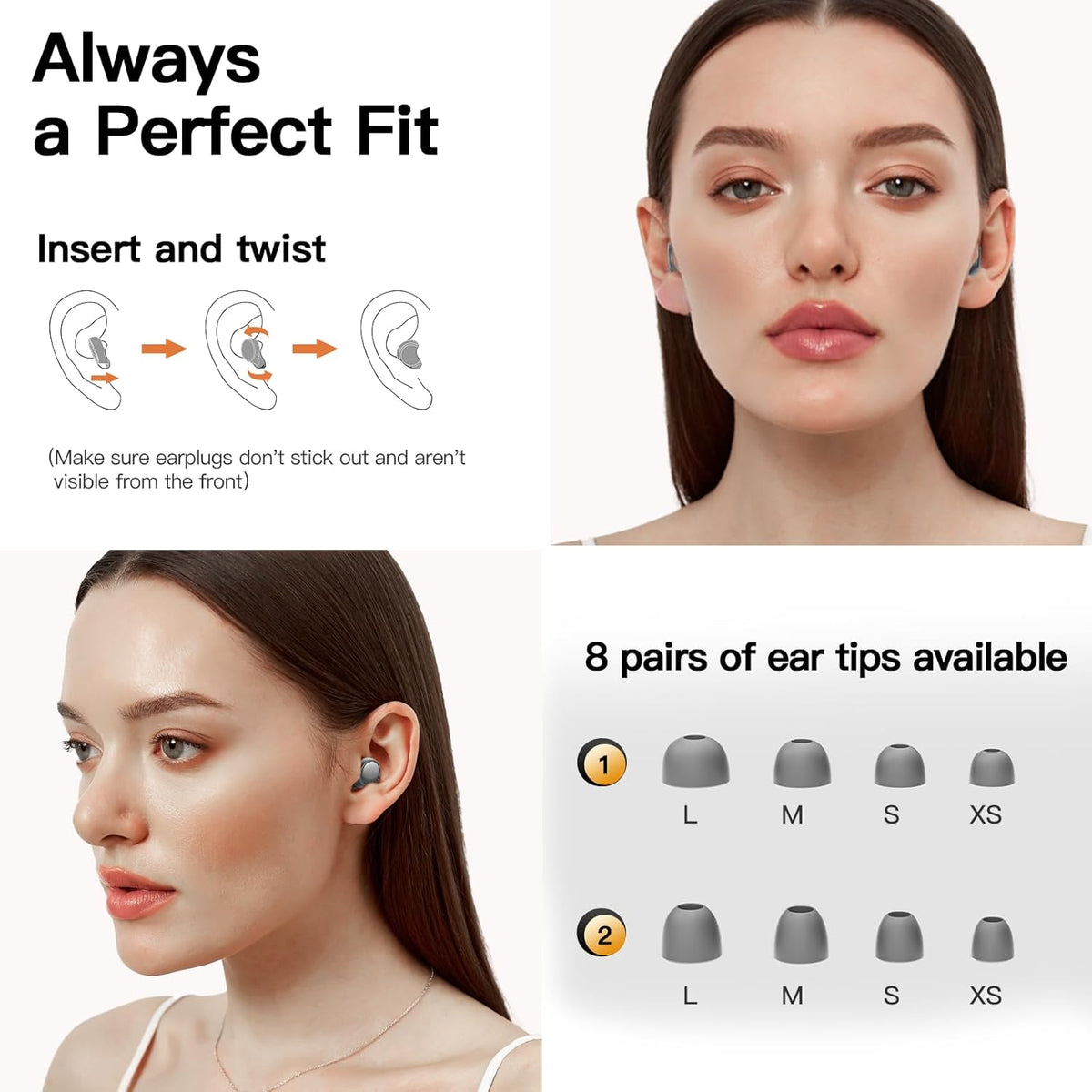 Ear Plugs for Sleeping 45dB Noise Cancelling Ear Plugs for Concerts, Focus, Travel, Work Silicone Hearing Protection Earplugs with 8 Ear Tips Reusable Noise Reduction Ear Plug with Storage Case Gray